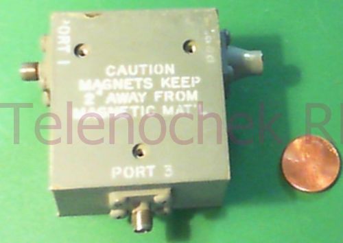 RF microwave single junction isolator 2001 MHz CF/ 1038 MHz BW/ 100 Watt / data
