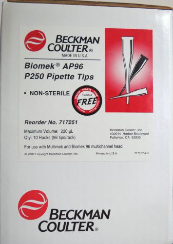 Beckman Coulter Biomek AP96 P250 Pipet Tips # 717251  Qty 960 Pipettes