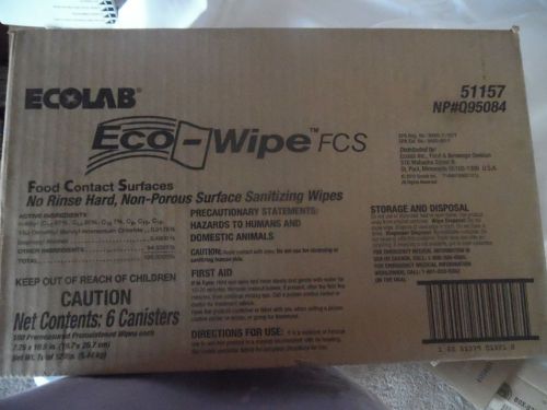 ECOLAB ECO-WIPES FCS, FOOD CONTACT SURFACES, SANITIZING WIPES, 100 COUNT X 6
