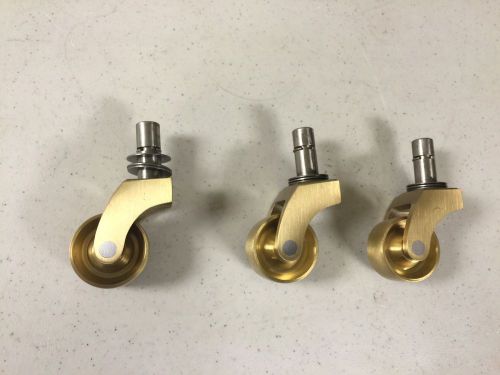 Lot of 3 heavy solid brass castor wheels for keyboard piano for sale