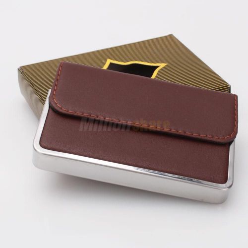 Stainless steel man&#039;s business name id credit card holder case wallet brown for sale
