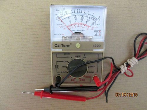 Cal Term 1220 Voltmeter Volt/Ohm &#034;vintage style&#034; w/ Probes &amp; volt meter dial