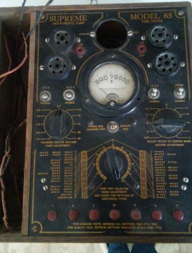 VINTAGE SUPREME MODEL 85 TUBE TESTER TEST EQUIPMENT