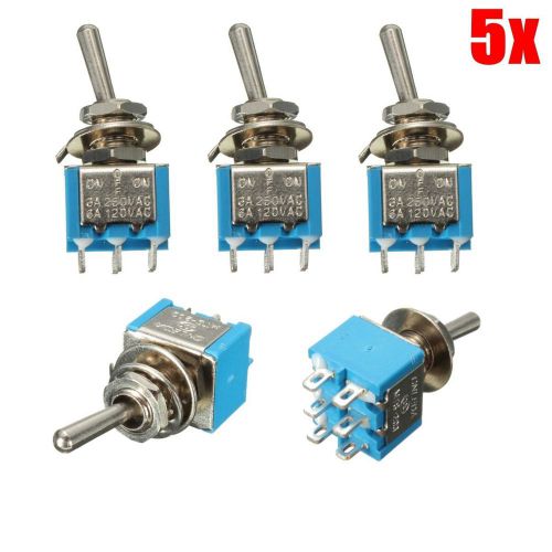 5pc dpdt on/off/on mini toggle switch 6 pins 3 position auto 3a 250v 6a 120vac for sale