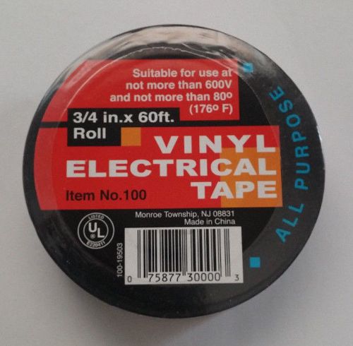 60 FT General Purpose 0.7&#034; Inch Vinyl PVC Black Insulated Electrical Tape