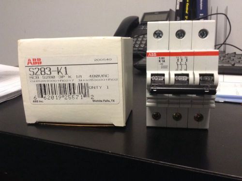 New abb  s283 -k1 1 amp 277-480 vac 3-pole circuit breaker 10kaic iec for sale