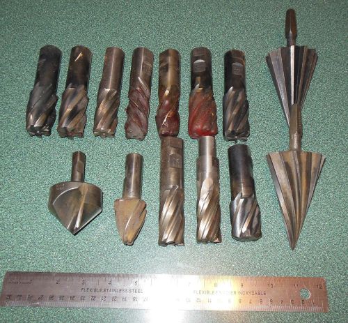 LOT OF MACHINIST END MILL CUTTERS, BITS, COUNTERSINKS, REAMERS, LATHE, NEW