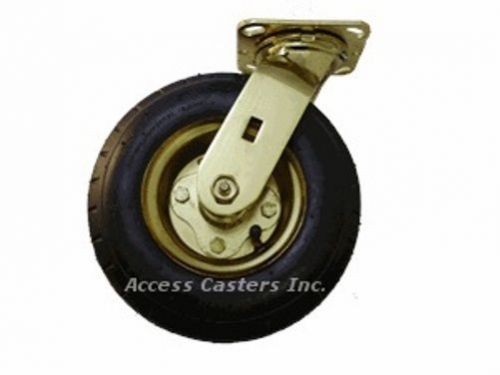 8DHPBS 8&#034; Swivel Brass Plated Black Pneumatic Caster, Ball Bearing, 250 lbs Cap