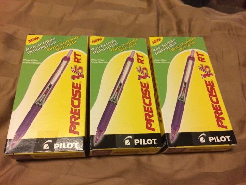 36-Pilot Precise Purple RT Needlepoint Rolling Ball V5 Xtra Fine Point Pens New!