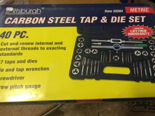 Carbon steel metric tap and die set 40 pc 39384 t-handle case adjustable wrench for sale