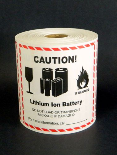 1 ROLL, 500 LABELS, LITHIUM ION BATTERY, SIZE 5X5 Inches L006A