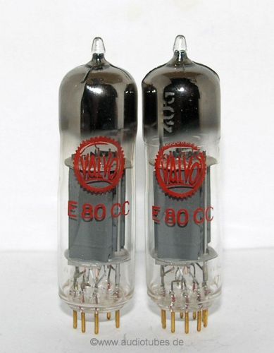 2 factory new tubes Valvo E80CC 6085 flat bar d-getter pinch waist  (503035) 50s