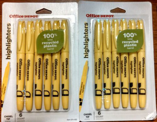 Office Depot Brand 100% Recycled Pen-Style Highlighters - 12 Yellow Highlighters