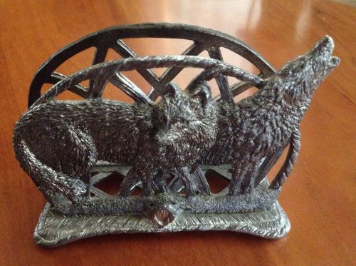 Howling Wolf Business Card Holder - Pewter - Made By Metzke USA 1990 Vintage