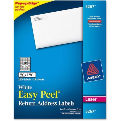 Avery 5267 (5167) Return Address Label - 1/2&#034; x 1 3/4&#034; - 2000/Box - White