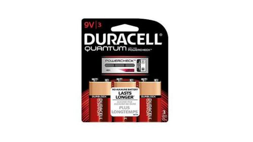 Duracell 9V Battery Size Quantum Three Pack  with Avec Powercheck