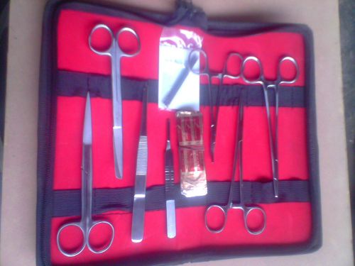 Basic Minor Surgery/Military First Aid Kit of 15 Pieces With Zipper Case