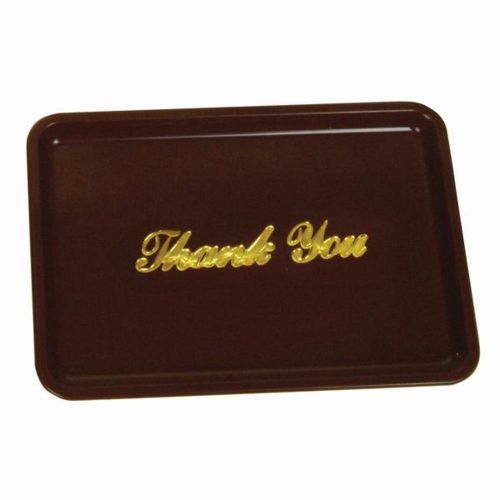 10 PCs Plastic Gold Imprinted &#034;Thank You&#034; Tip Tray 4-1/2&#034;x6-1/2&#034; Brown PLPT046BR