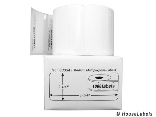 HouseLabels DYMO-Compatible-30334 Medium Multipurpose Labels (2-1/4&#034; x 1-1/4&#034;...
