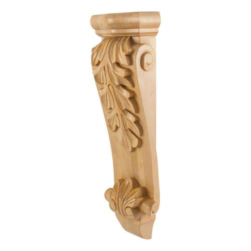 One-4-1/2&#034; x 1-7/8&#034; x 10&#034; Low Profile, Medium Wood Corbel with Acanthus Detail