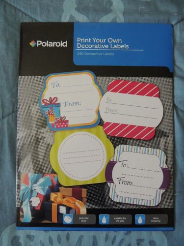 Polaroid - 240 LABELS Inkjet Decorative &#034;GIFT&#034; Shaped Adhesive Print-Your-Own