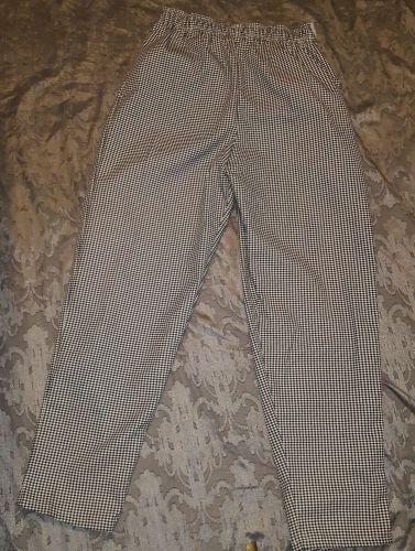 Chef Design Checkered Baggy Chef Pant w/ Drawstring checks unisex Large L nwot