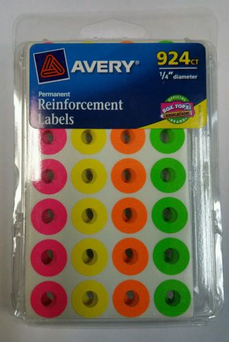 REINFORCEMENT LABEL NEON PERMANENT 3 RING PAPER AVERY 924 CT LABELS pack of 2