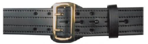 Boston Leather 6504-1-32 Black Plain Brass 4 Stitched 2-1/4&#034; Duty Belt 32&#034;
