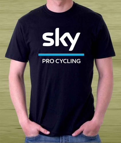 New !!! Team Sky Pro Cycling Bicycle Logo Men&#039;s Black T Shirt Size S to 3XL