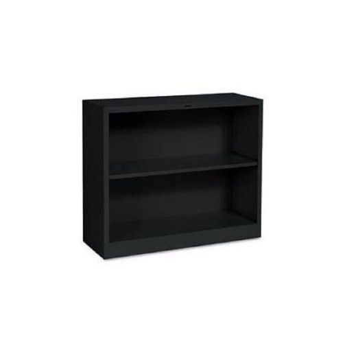 2-Shelf Steel Bookcase 34-1/2&#034;W Black Home Medical Office Business C633047