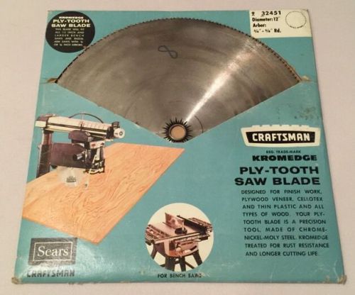 Sears Craftsman Kromedge Ply-tooth Bench Saw Blade 12&#034; 932451 NOS 3/4-5/8&#034; Arbor