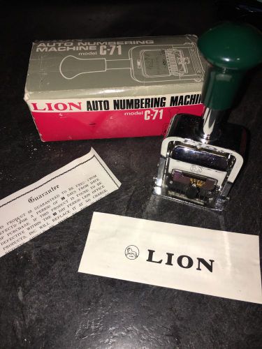 LION Model C-71 Automatic NUMBERING MACHINE with ORIGINAL BOX