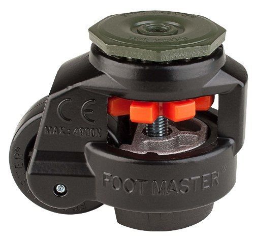 Footmaster gd-80s-blk-1/2 nylon wheel and nbr pad leveling caster, 1100 lbs, for sale
