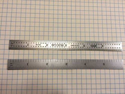 PEC 7404 USA 6&#034; Stainless (1/8, 1/16, 1/32, 1/64) machinist ruler / rule scale