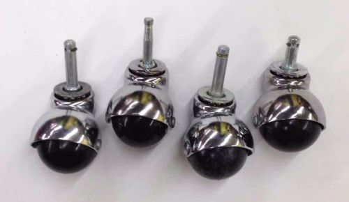 (4) VINTAGE Cleveland Master CASTERS Swivel Wheels COUCH/CHAIR Chrome/Black 3.5&#034;