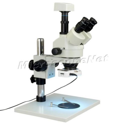 1.3mp camera digital stereo microscope zoom 7x-45x trinocular+54 led ring light for sale