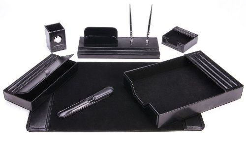Majestic Goods Leather Desk Set 7 Piece Black (105-DSG7K)