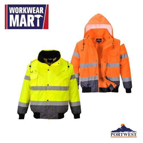 High-visibility rain jacket contrast bomber work, 3-in-1, m-6xl,portwest uc465 for sale