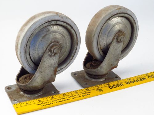 Vintage PEMCO Rubber Wheel Furniture Salvage Iron Swivel Caster Industrial Lot