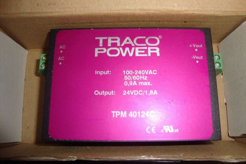 Traco TPM-40124C Power Supply Input 100-240VAC, 50/60Hz 0.9A MAX out 24vdc 1.8A