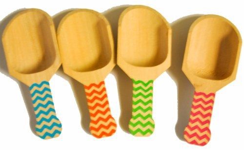 Perfect Stix Chevron Printed 4&#034; Mini Wooden Scoops, Assorted (Pack of 4)