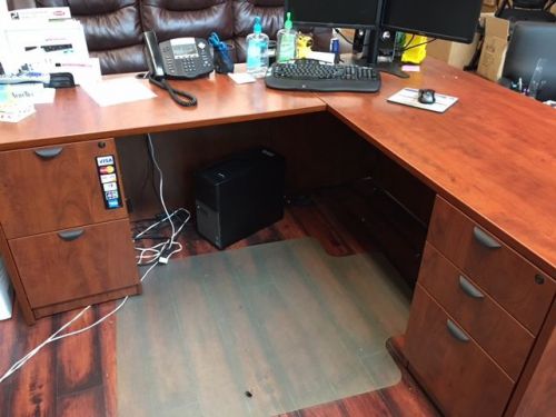 Double Contemporary Executive Laminate L Shape Office Desk