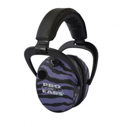 Pro Ears GSDSTLPUZ Stalker Gold Ear Muffs 25 dBs - Purple Zebra