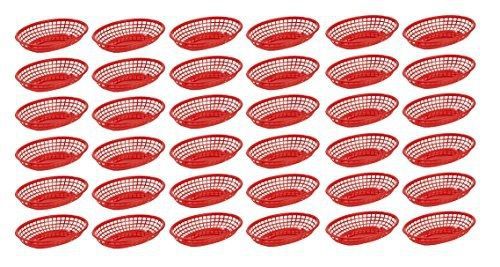 Red Restaurant Quality Food Baskets 9 1/4&#034; x 5 3/4&#034; Perfect For Outdoor Picnics