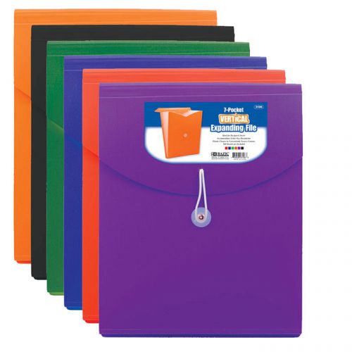 BAZIC 7-Pocket Letter Size Vertical Poly Expanding File  of-12