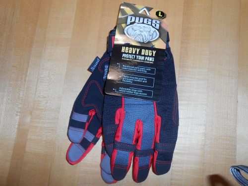 PUGS HEAVY DUTY Men&#039;s WORK GLOVES Lg.  NWT!!! &#034;Protect your Paws&#034; Durable !!!