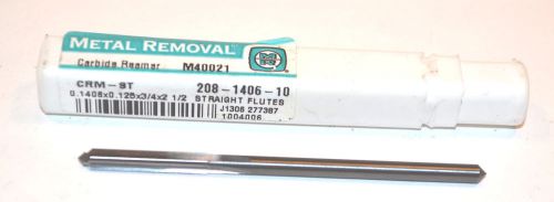 Nos metal removal usa carbide .1406x.125x3/4x2-1/2&#034; 4 fl stright reamer #m40021 for sale