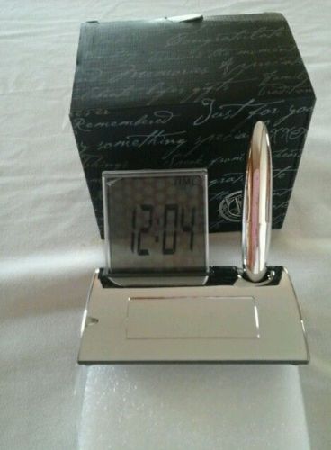 THINGS REMEMBERED PEN AND CLOCK DESK SET-ENGRAVABLE