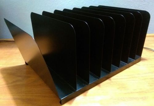 Vintage Black SteelMaster 8 Vertical Metal Paper Sorter File Organizer Tray