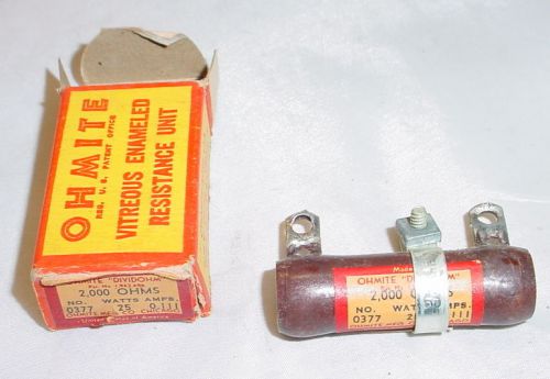 NOS Ohmite Dividohm Resistor - 2000 ohms, 25 Watts. 0.111 Amps